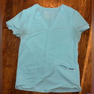 Figs Women's Neon Blue Cass's - Three-Pocket Scrub Top- XS